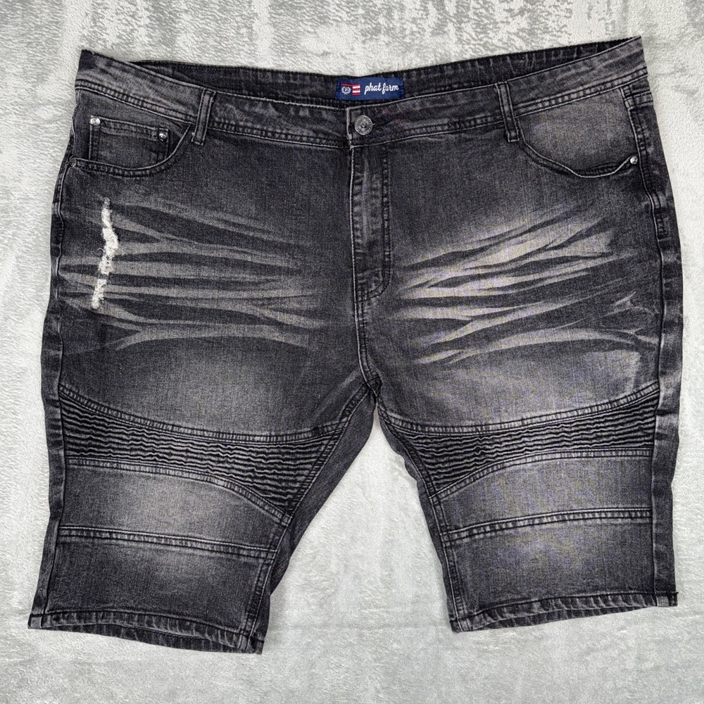 Phat Farm Skinny Fit Stretch Denim Shorts Mens Size 44‎ Black Y2K Casual Grunge
